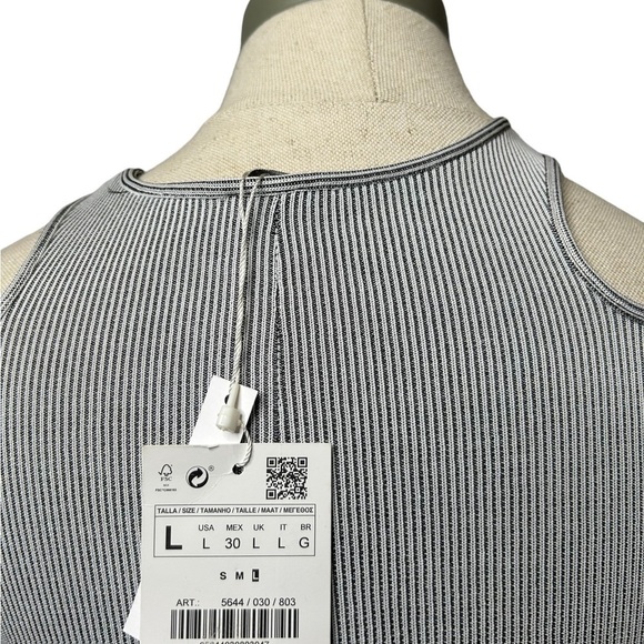 Zara White Black Collection Ribbed Cold Shoulder Cutout Long Sleeve Top Large - Picture 12 of 15